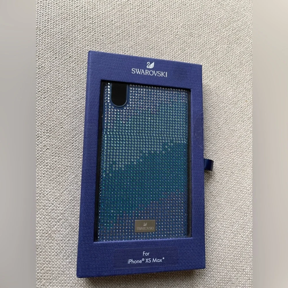 NEW Swarovski Crystalgram Smartphone Case with Bumper For iPhone XS Max In Blue